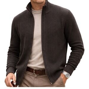 Carbon 2 Cobalt Men's Foundry Sweater Full Zip Shaker Knit Black Size XL Cozy